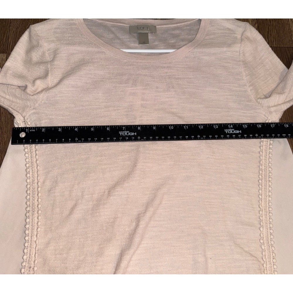 LOFT Outlet Womens XS Pale Pink Mixed Media Lace Trim Long Sleeve Top 418802 - Picture 6 of 7